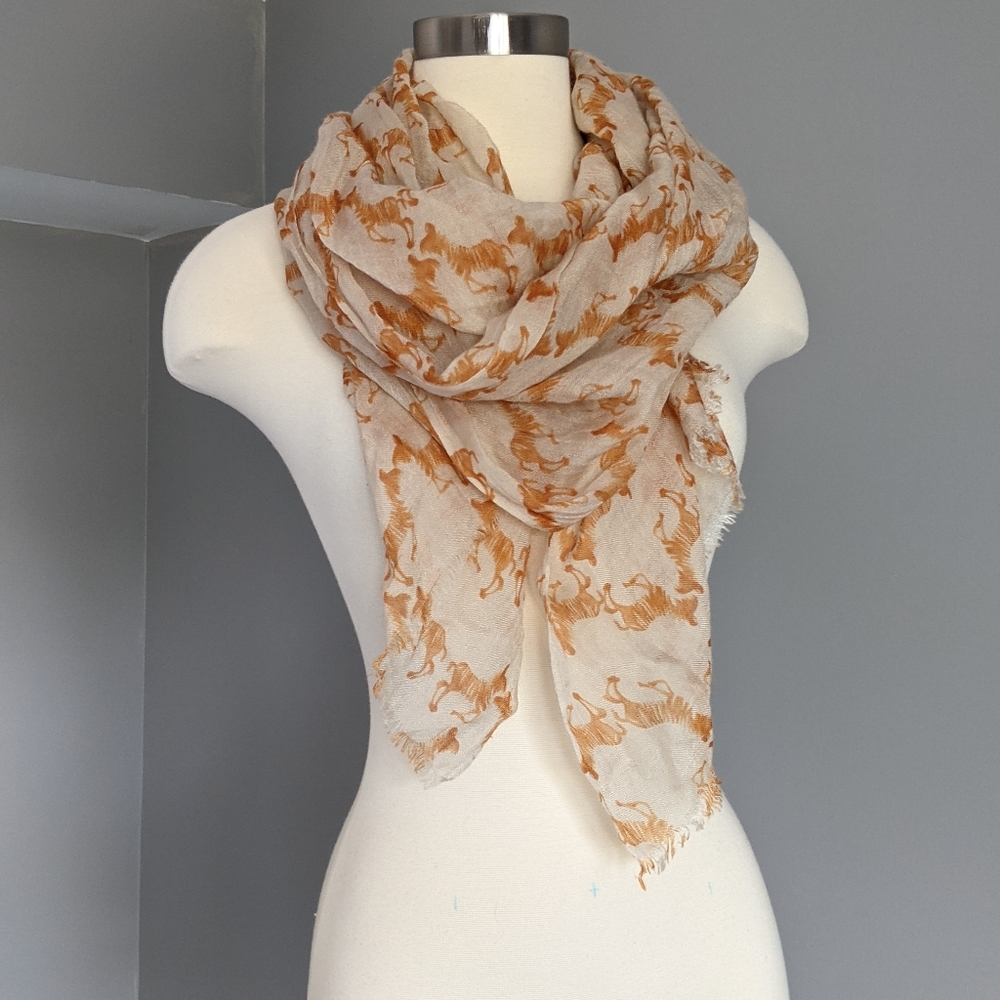 World Market Zebra Print Orange & Cream Scarf